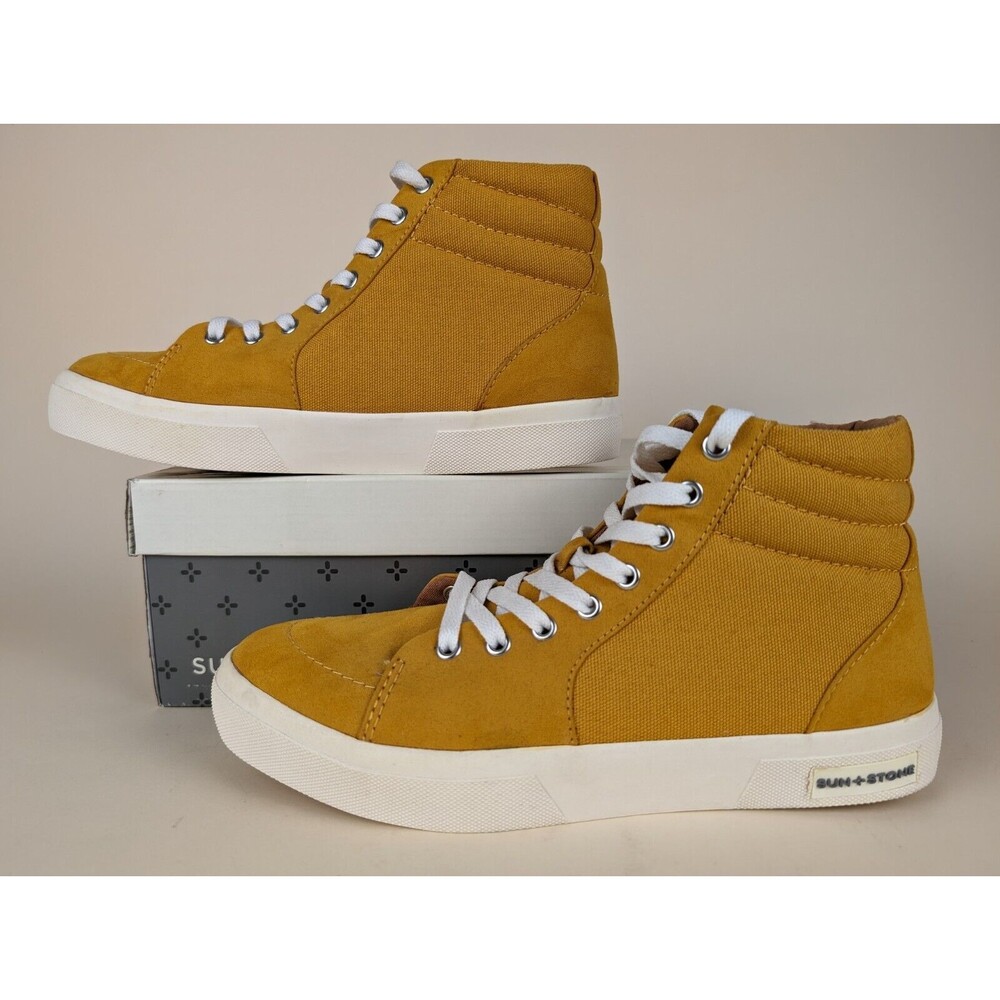 Sun + Stone Jett High Top Sneakers Mens 9.5 M Yellow Canvas Casual Shoes NWB - Picture 3 of 10